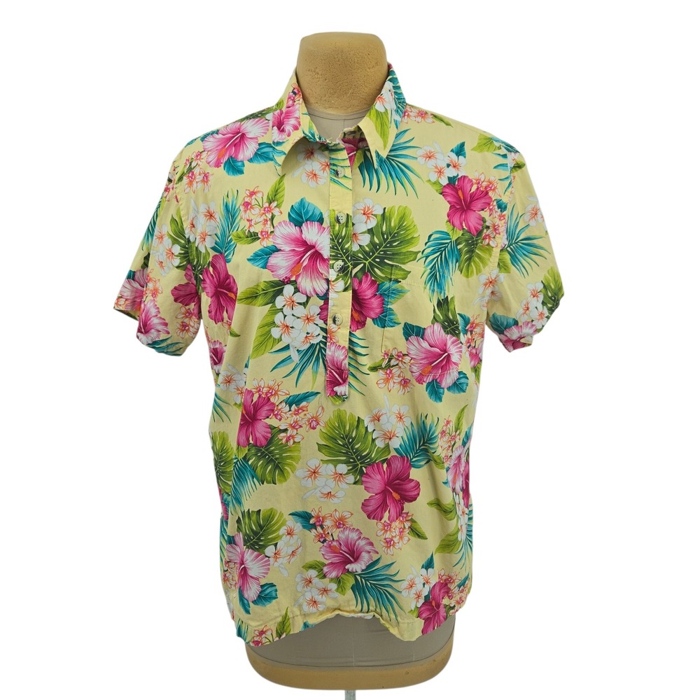 Go Barefoot Hawaiian Shirt 2XL Floral Hibiscus Tropical Vacation Beach Aloha